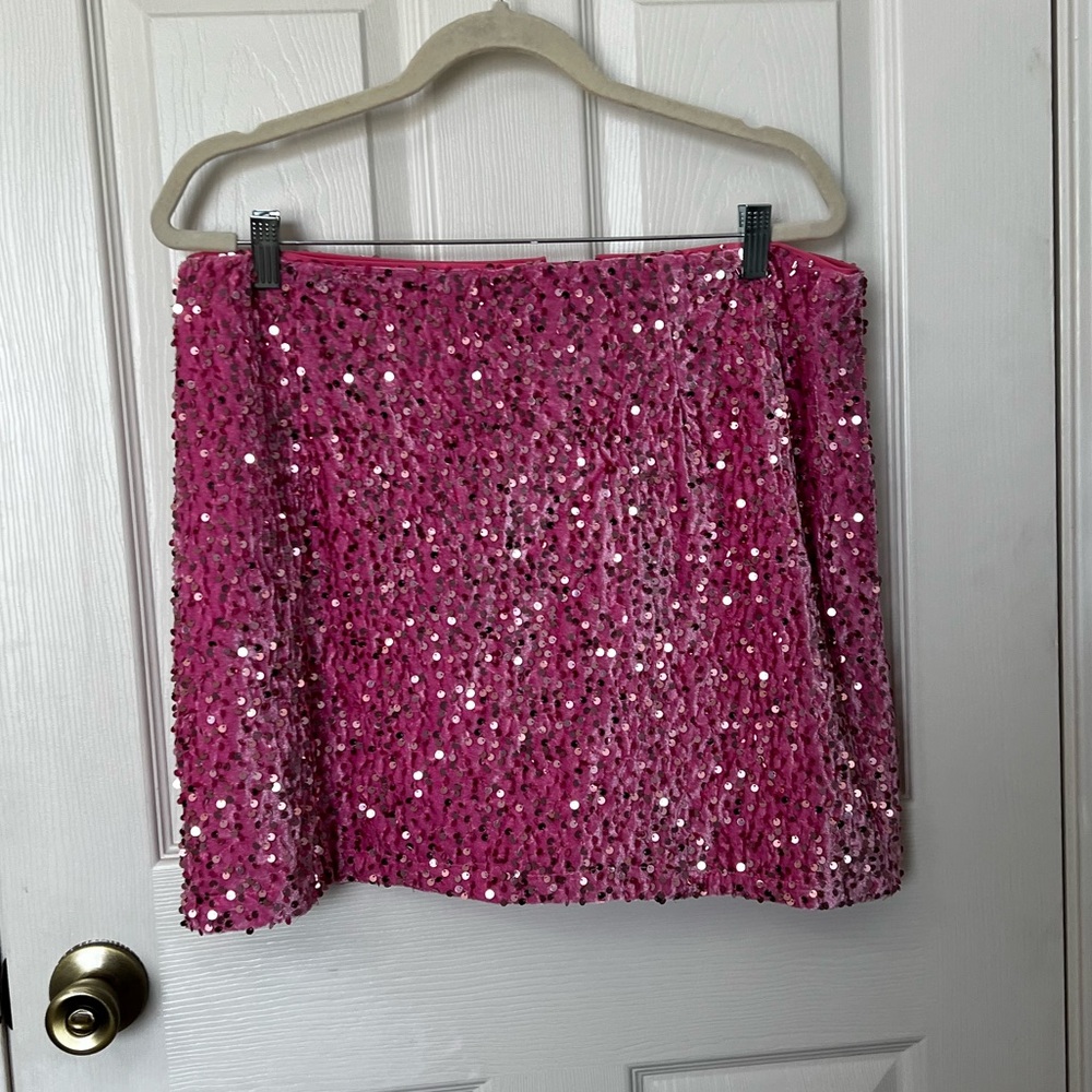 Brandless Pink Sequin Mini Skirt - Women Size XL Bachelorette Party NYE